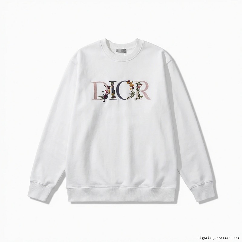 Dior floral embroidery style white sweatshirt