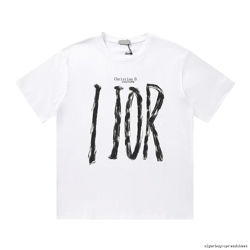 Dior Haute Couture Graffiti Casual Style White T-Shirt