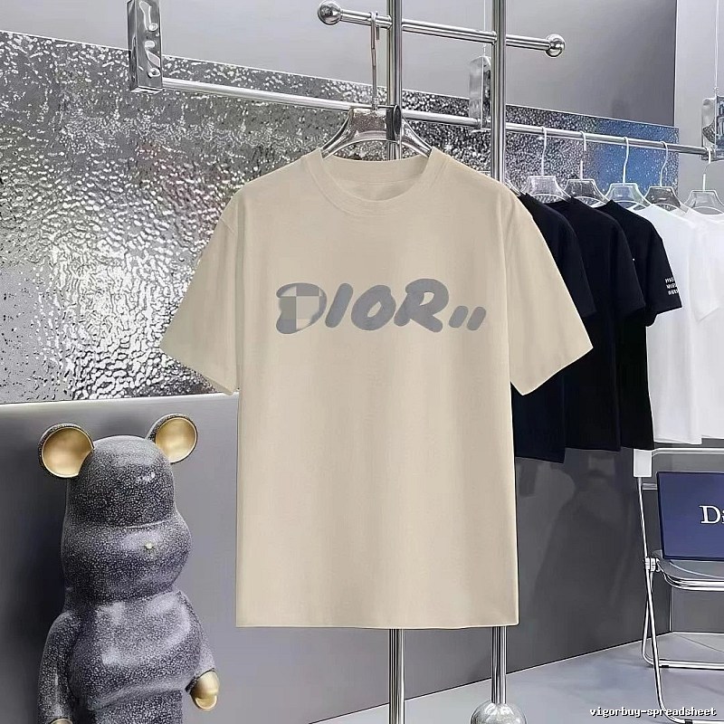 Dior Letter Print Light Luxury Style Beige T-Shirt