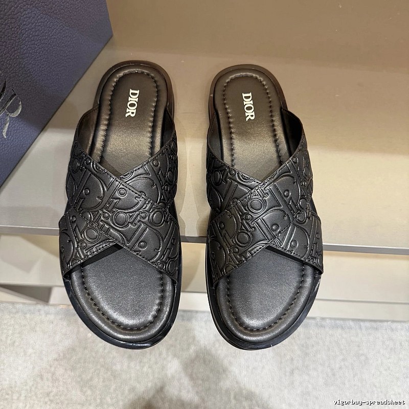 Dior Monogram Collection Light Luxury Style Black Slides
