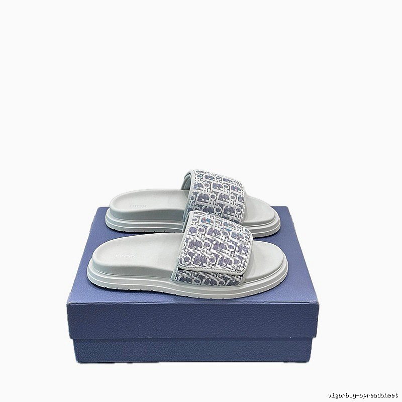 Dior Monogram Light Luxury Style Light Gray Slippers