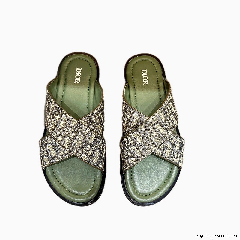 Dior Oblique Vintage-style Military Green Slides