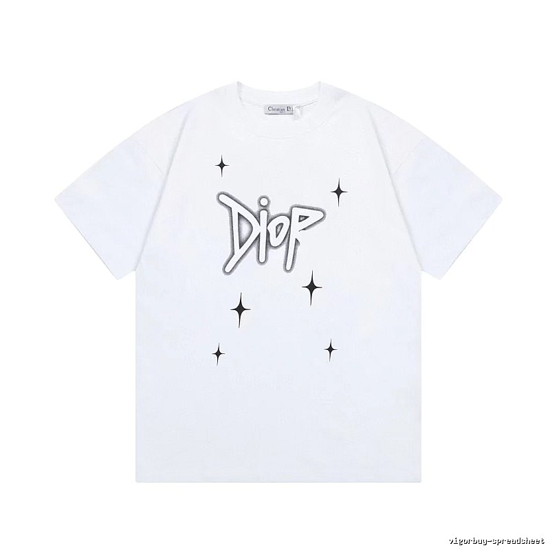 Dior Starburst Graffiti Street Style White Short-sleeve T-shirt