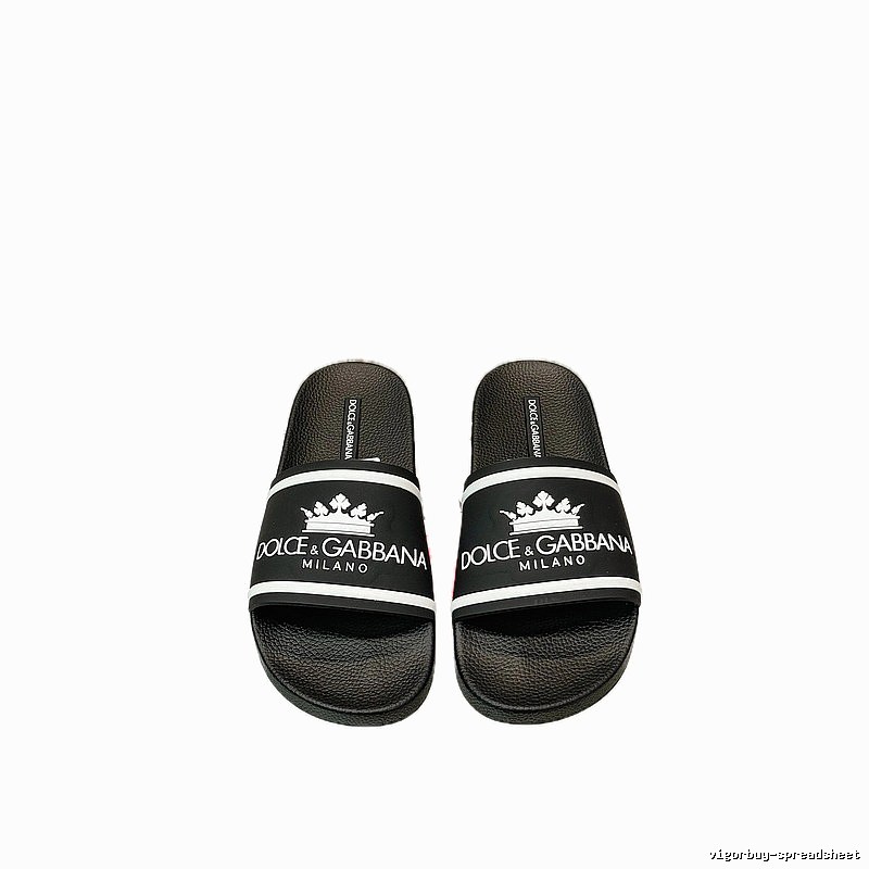 Dolce & Gabbana Crown Collection Light Luxury Style Black Slides