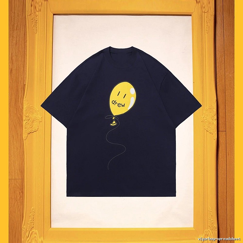 DREW Balloon Smiley Street Style Navy Blue Short Sleeve T-Shirt