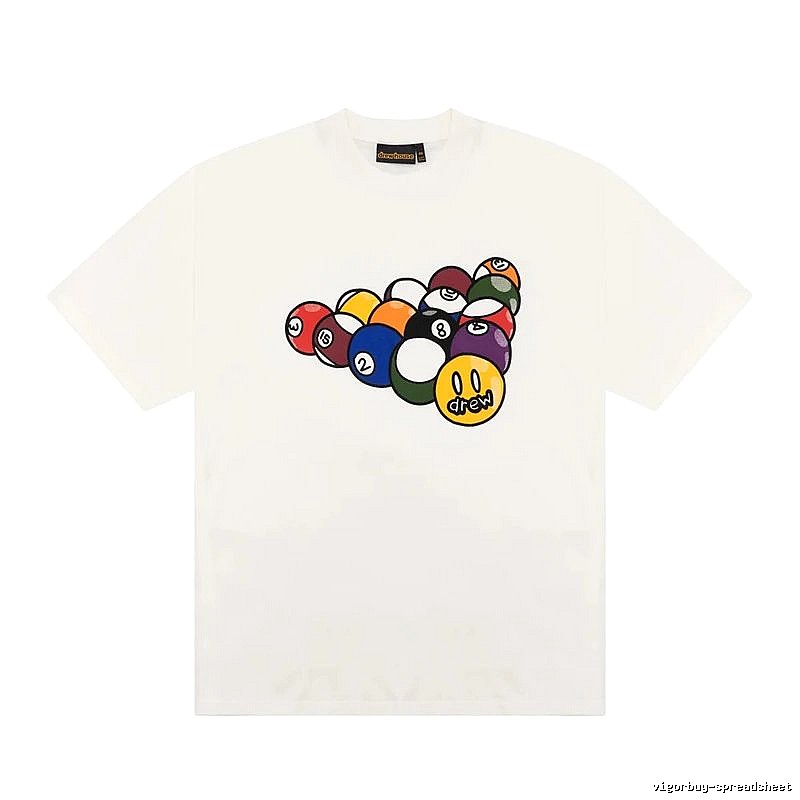 DREW Billiards Smiley Face Street Style Off-white T-shirt