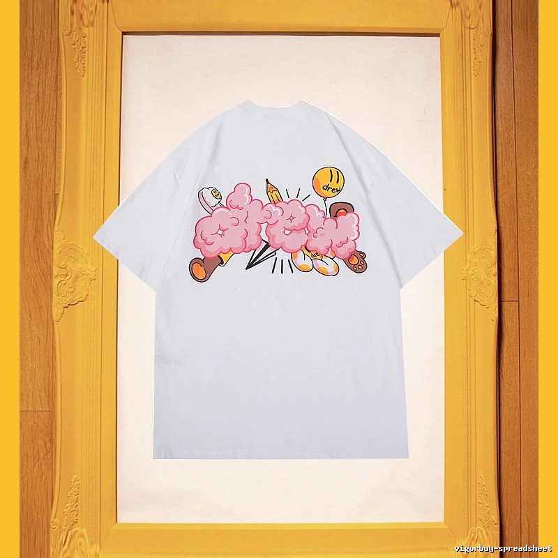 DREW Cloud Print Street Style White Short-sleeve T-shirt