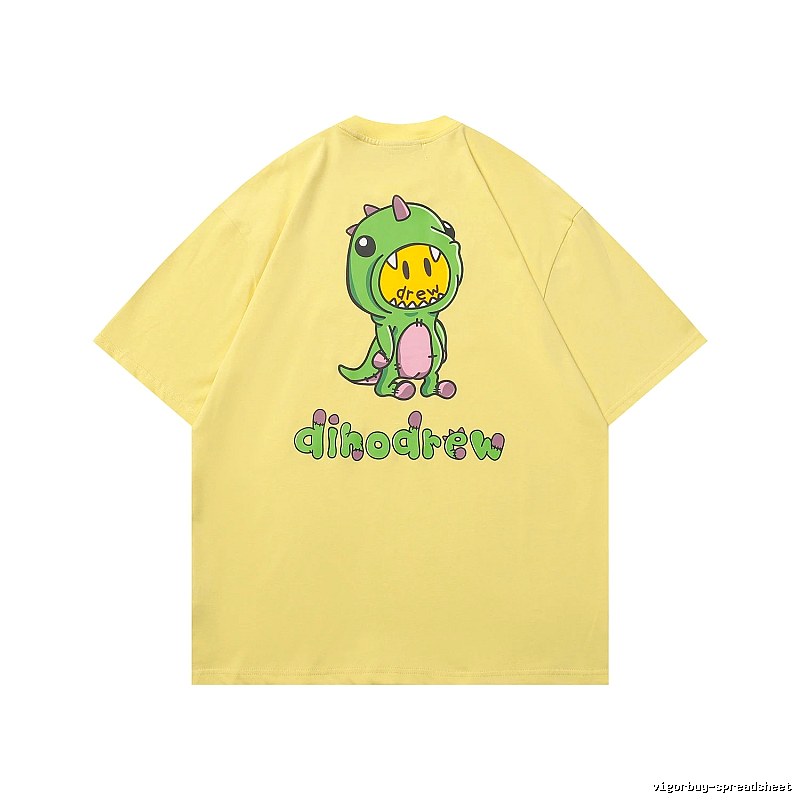 DREW Dinosaur Print Street Style Yellow Short-sleeve T-shirt