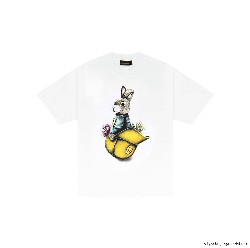 DREW Rabbit Print Street Style White Short-sleeve T-shirt