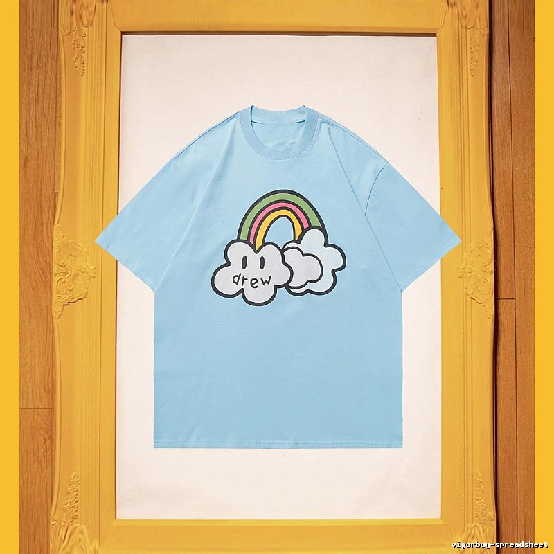 DREW Rainbow Cloud Casual Style Light Blue Short Sleeve T-Shirt
