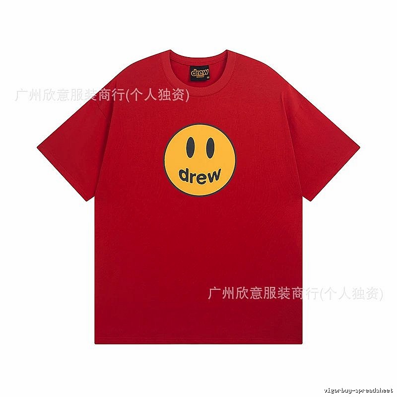 DREW Smiley American Street Style Red Short Sleeve T-Shirt