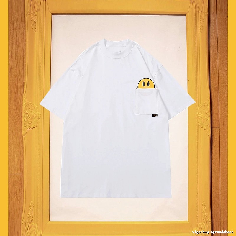 DREW Smiley Face Pocket Street Style White T-Shirt