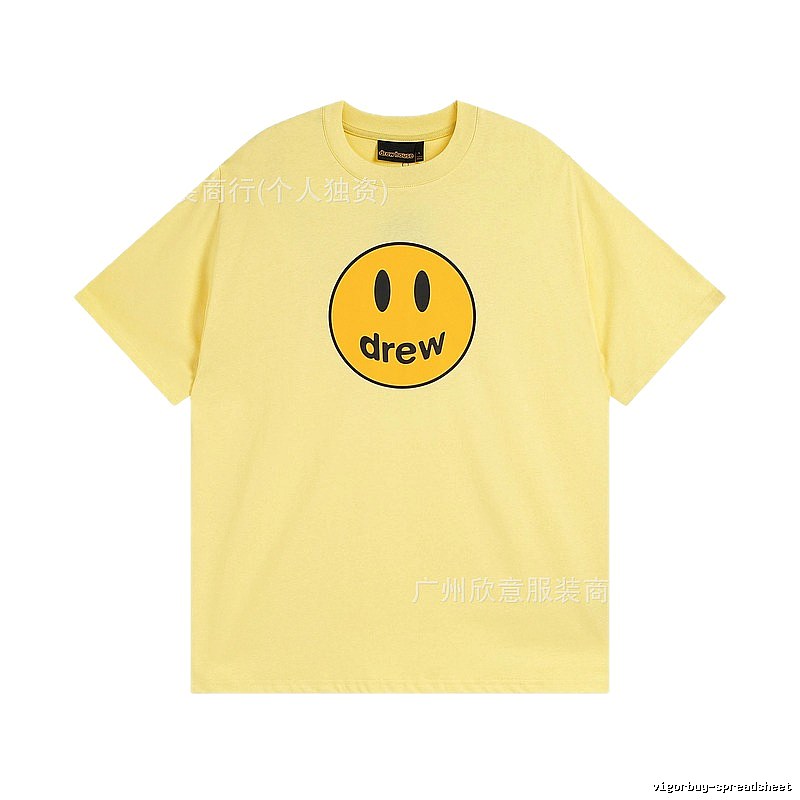 DREW Smiley Face Series Street Style Light Yellow T-shirt