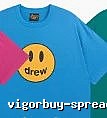 DREW Smiley Face Street Style Blue Short Sleeve T-Shirt