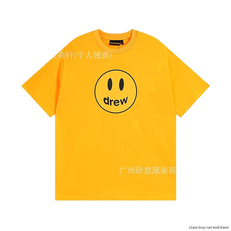 DREW Smiley Face Street Style Yellow Short Sleeve T-shirt