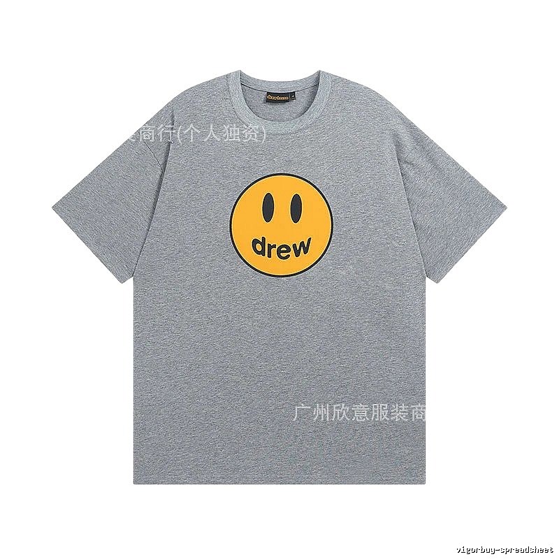 DREW Smiley Series Street Style Gray T-shirt