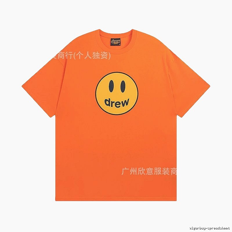 DREW Smiley Series Street Style Orange Short Sleeve T-shirt
