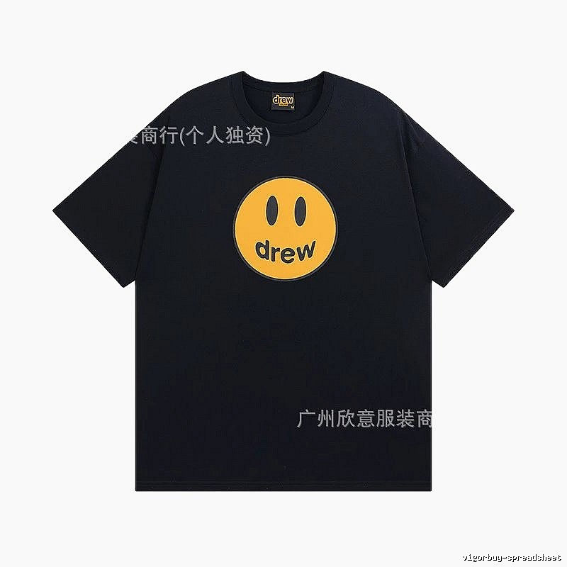 DREW Smiley Street Style Black Short-sleeve T-shirt