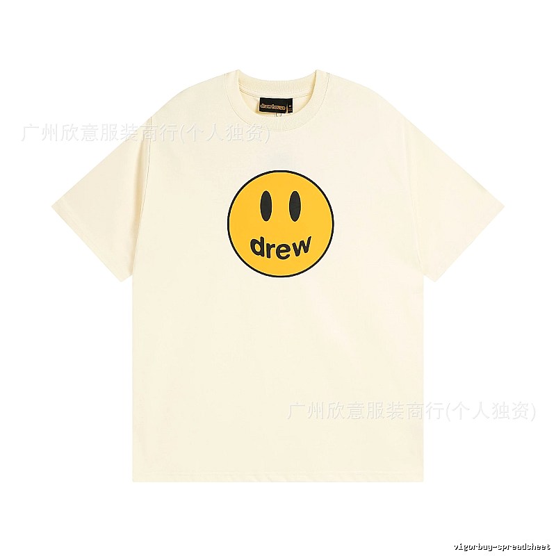 DREW Smiley Street Style Off-white Short Sleeve T-Shirt