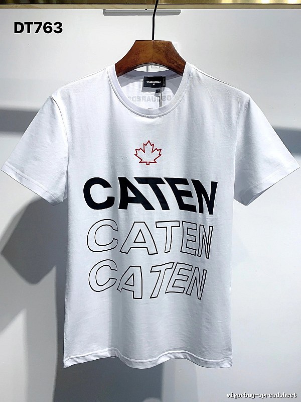 DSQ CATEN Letter Print Trendy Brand White Short Sleeve T-Shirt