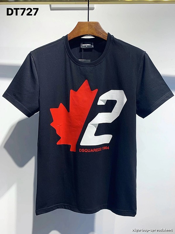 DSQ Maple Print Streetwear Black Short-sleeve T-shirt