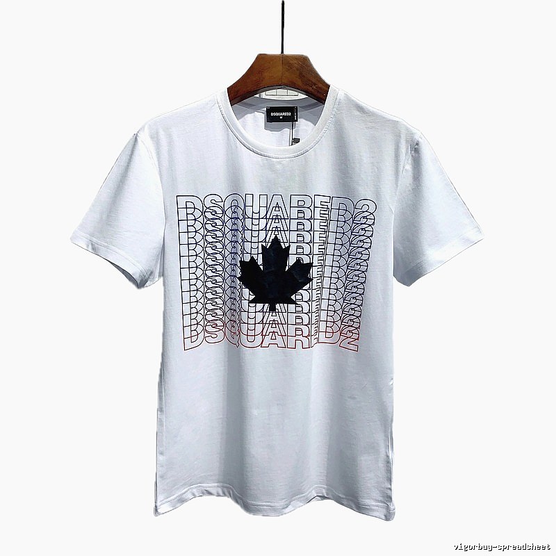 DSQUARED2 Maple Leaf Printed Streetwear White Short-sleeve T-shirt