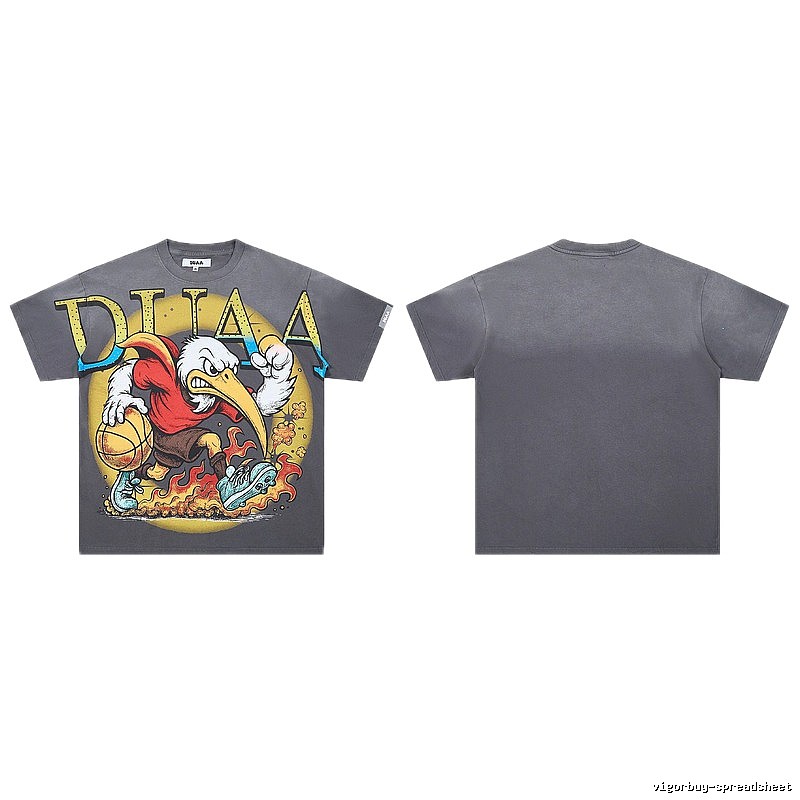 DUAA Basketball Print American Trendy Style Dark Grey T-Shirt