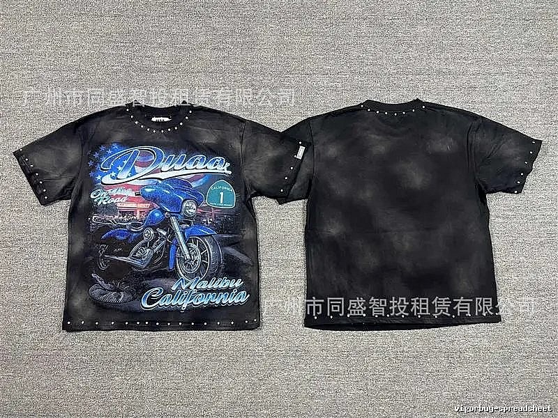 DUAA Motorcycle Print Vintage Style Black T-Shirt