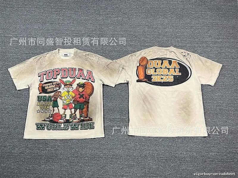 DUAA2K25 American Retro Beige Printed Short-sleeve T-shirt