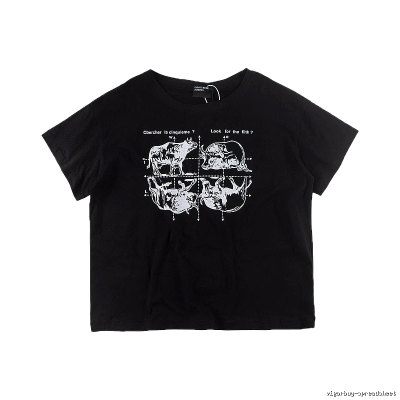 ERD Bull Print Street Style Black Short Sleeve T-shirt