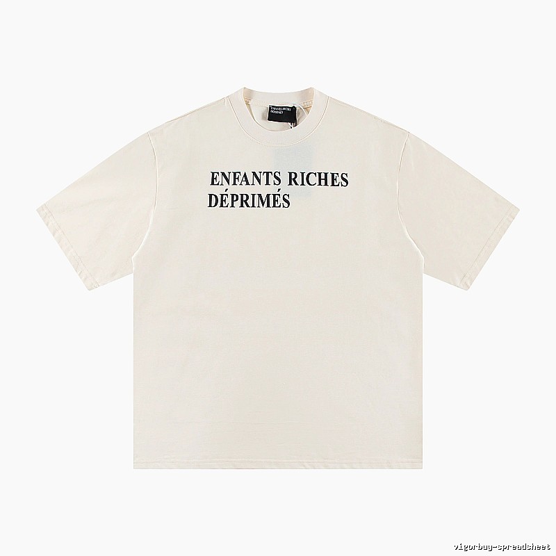 ERD Letter Print Minimalist Style Off-white Short-sleeve T-shirt