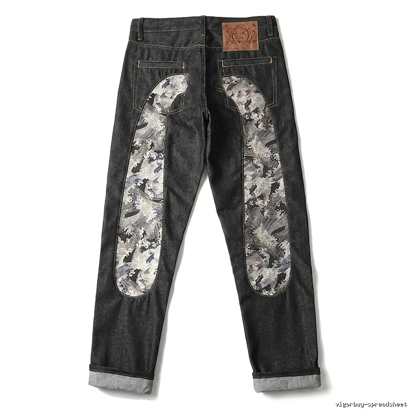 EVISU Wave Pattern Retro Black Jeans