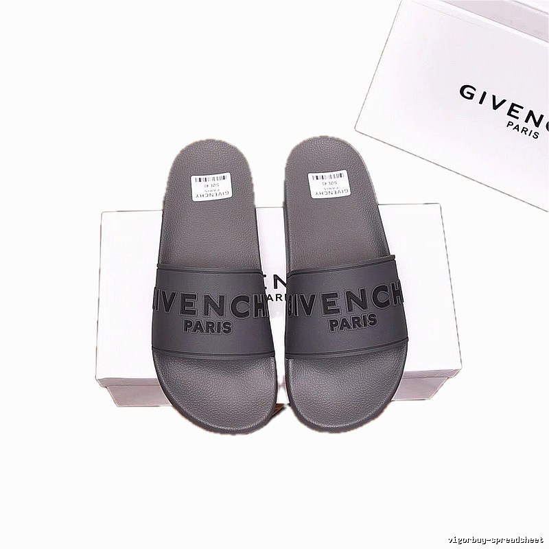 Givenchy Dark Grey Light Luxury Style Slide Sandals with Embossed Letters
