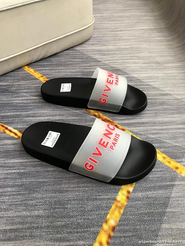 Givenchy Letter Print Streetwear-style Black and Red Slide Slippers