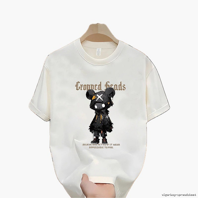 Gloomy Bear Printed Street-style Off-white Short-sleeve T-shirt