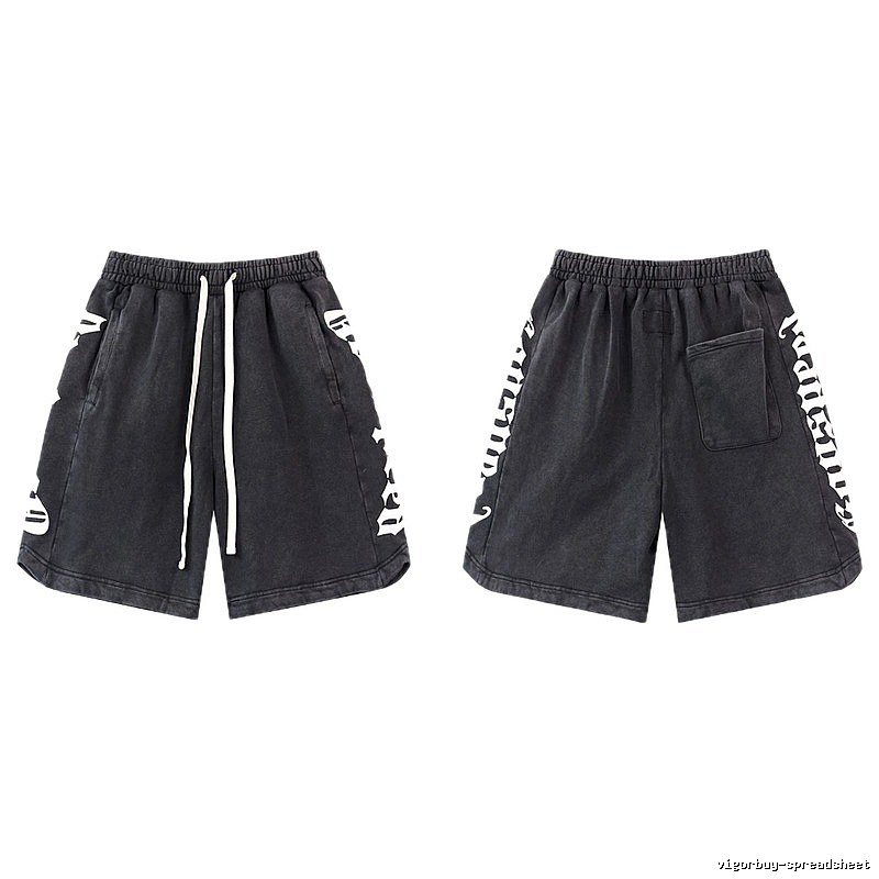 Godspeed Gothic Print Street Style Charcoal Black Shorts