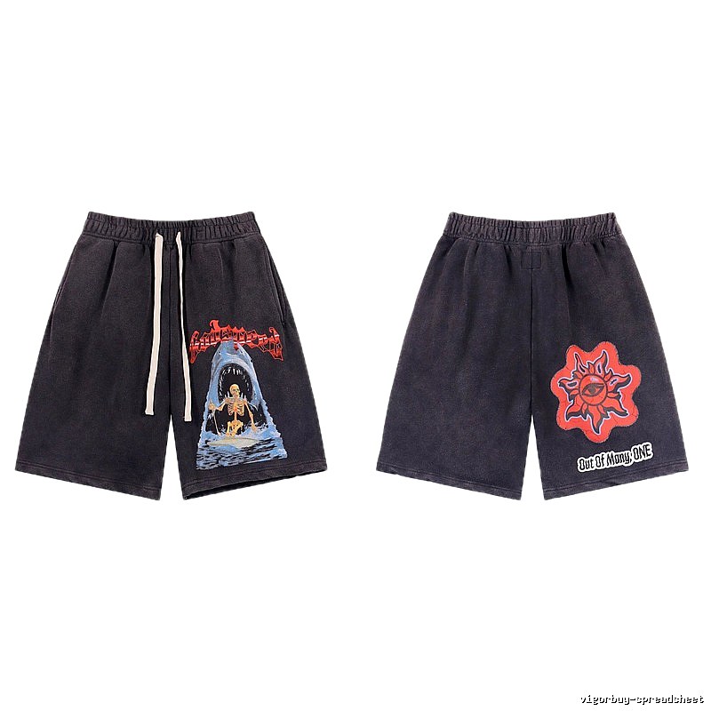 Godspeed Skull Print Trendy Cool Charcoal Gray Shorts