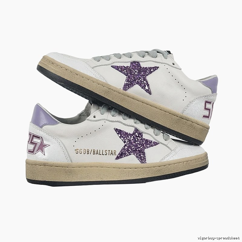 Golden Goose Star Trendy Brand White and Purple Shoes