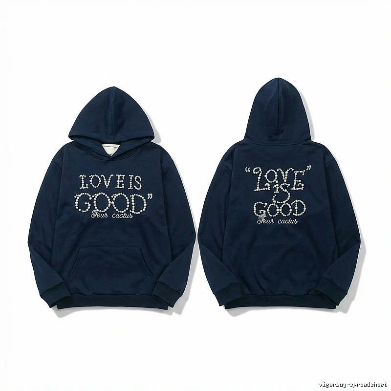 Goodbrand Letter Wind Navy Blue Hoodie
