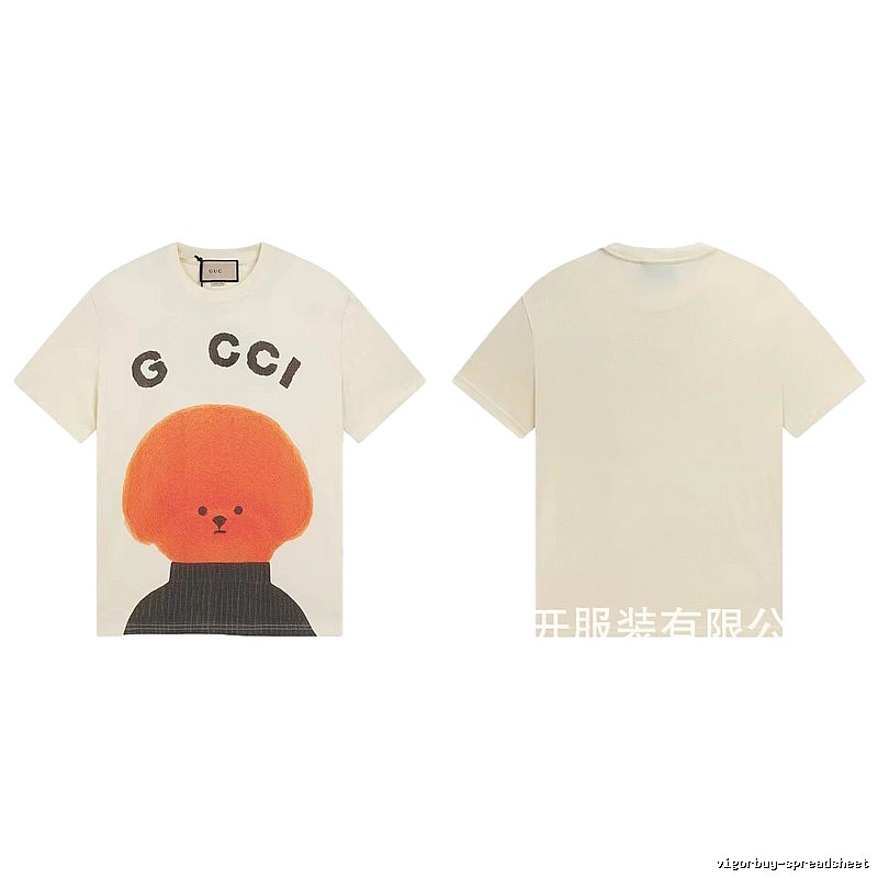 Gucci Bear Print Casual Off-white Short-Sleeve T-Shirt
