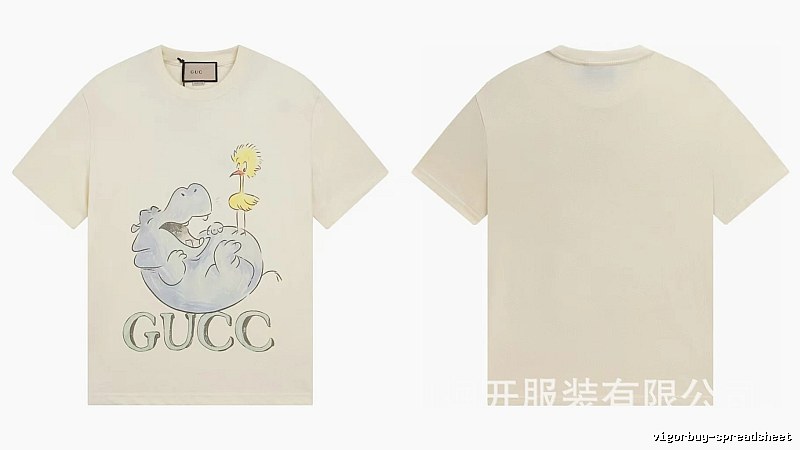 Gucci Cartoon Hippo Casual Off-white T-shirt
