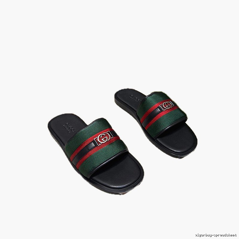 Gucci Classic Double G Retro Green and Black Casual Slide Sandals