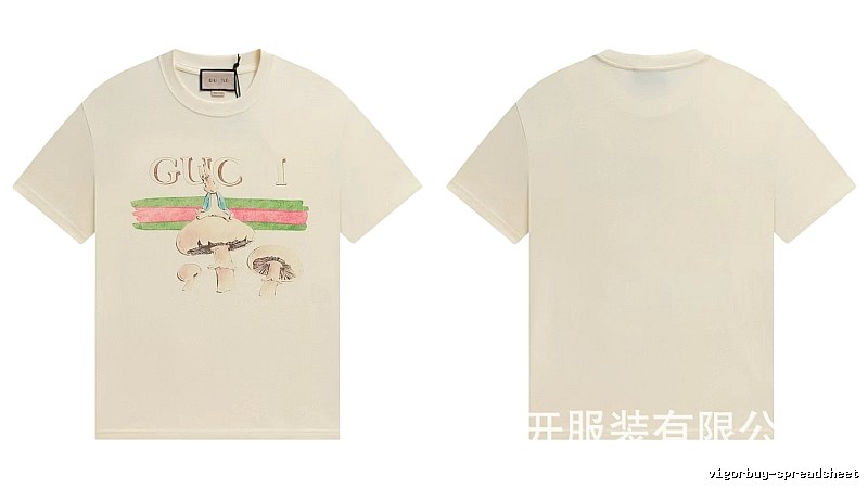 Gucci Co-branded Retro Style Off-white Printed T-Shirt