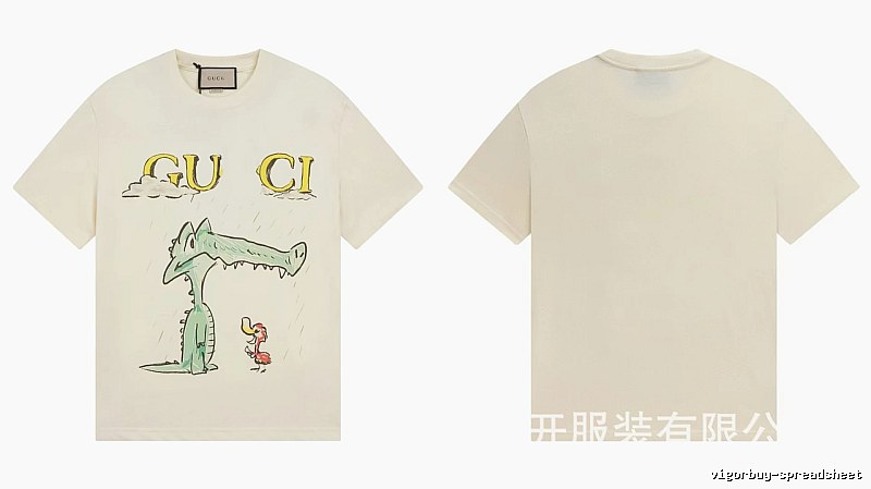 Gucci Crocodile Print Childlike Off-white T-Shirt