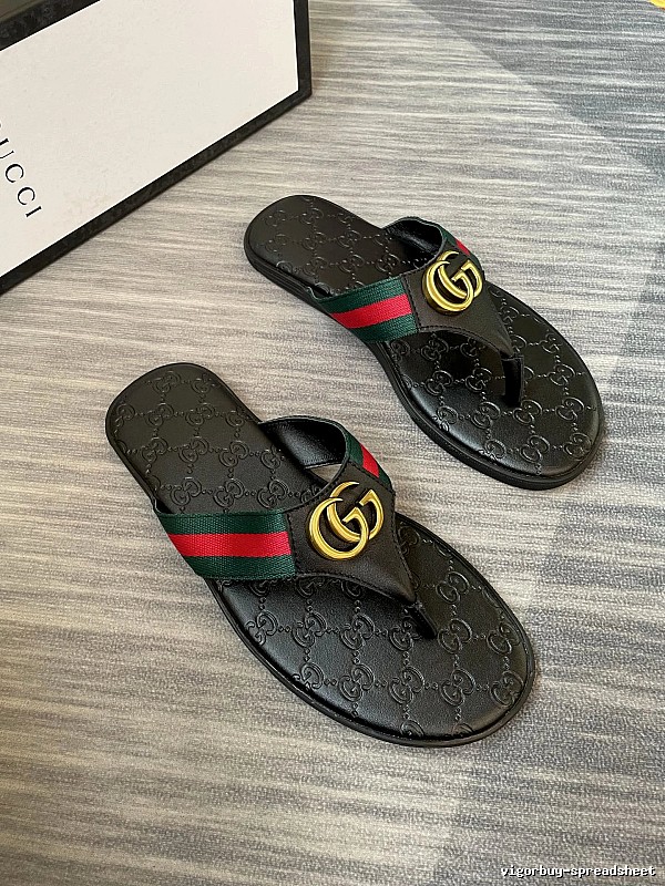 Gucci Double G Classic Retro Black Flip Flops