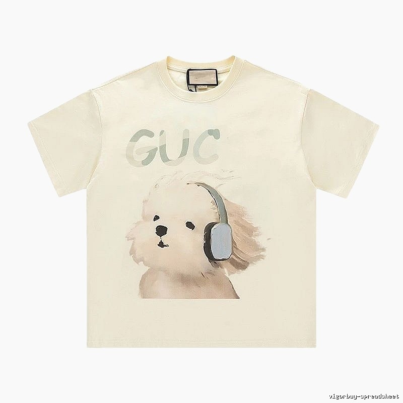 Gucci Puppy Print Casual Off-white T-Shirt