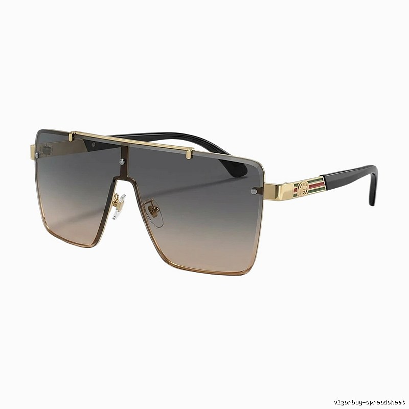 Gucci square - shaped fashionable gold sunglasses
