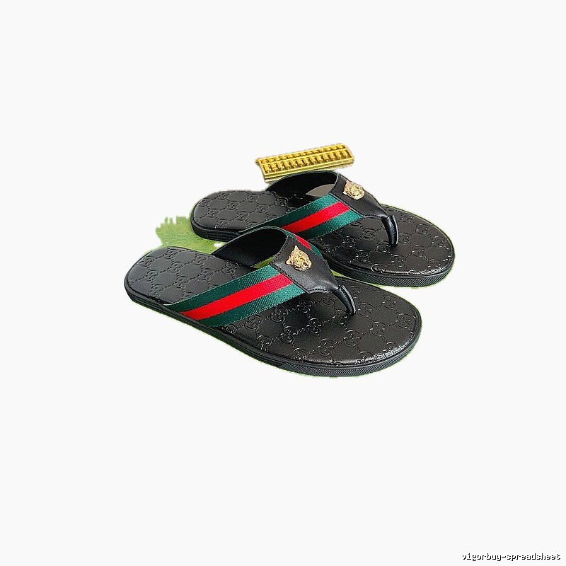 Gucci Tiger Head Webbing Light Luxury Style Black Flip-Flops