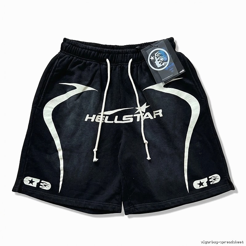 Hellstar dark-style black shorts