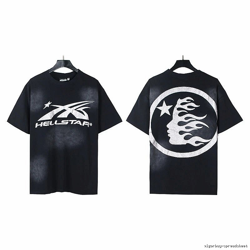 Hellstar Flame Print Street Style Black T-Shirt
